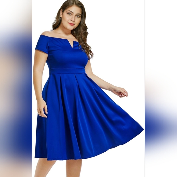 LALAGEN Women's Plus Size Vintage 1950s Party Cocktail Wedding Swing Midi Dress - Picture 3 of 10